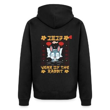 Year Of The Rabbit 2023 Chinese New Year 2023 - Unisex Premium Organic Zip Hoodie - black - Back - Nico (187cm)