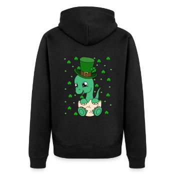 Dinosaur St. Patrick's Day Dino - Unisex Premium Organic Zip Hoodie - black - Back - Nico (187cm)