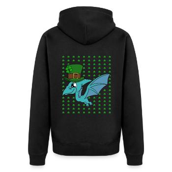 Dinosaur St. Patrick's Day Dino - Unisex Premium Organic Zip Hoodie - black - Back - Nico (187cm)