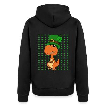 Dinosaur St. Patrick's Day Dino - Unisex Premium Organic Zip Hoodie - black - Back - Nico (187cm)