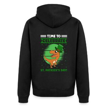 Dinosaur St. Patrick's Day Dino - Unisex Premium Organic Zip Hoodie - black - Back - Nico (187cm)