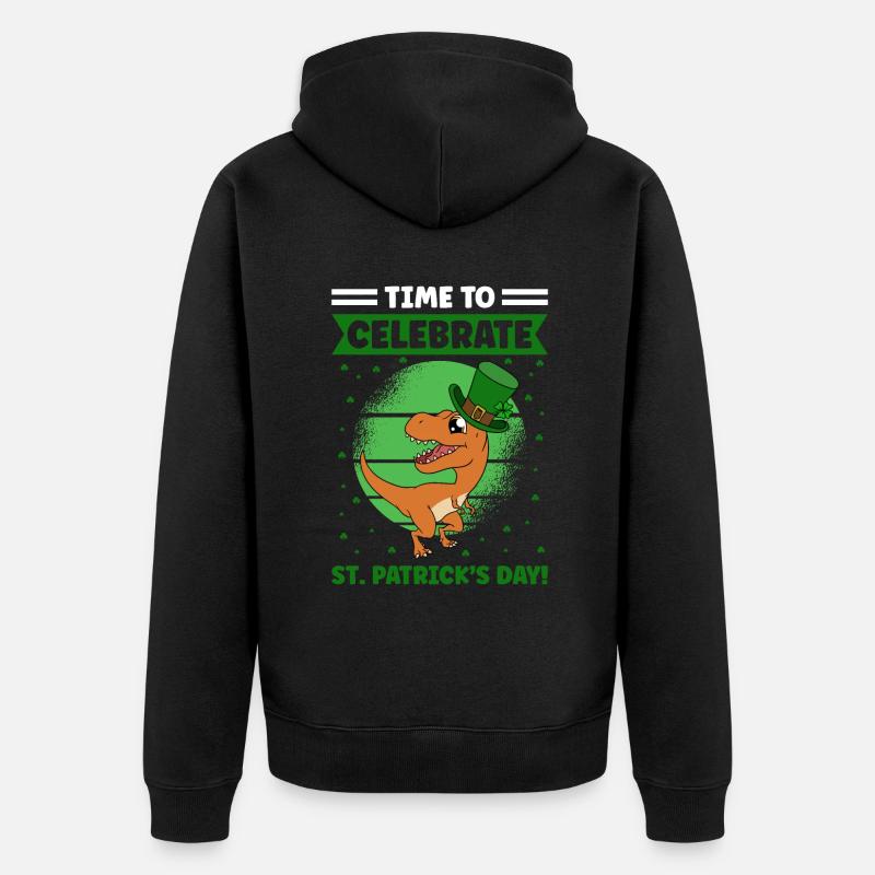 Dinosaure Saint-Patrick Dino - Veste à capuche bio Premium Unisexe - noir