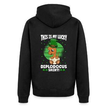 Dinosaur St. Patrick's Day Dino - Unisex Premium Organic Zip Hoodie - black - Back - Nico (187cm)