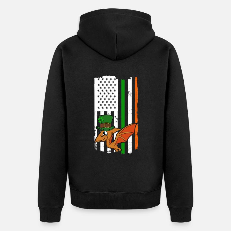 Dinosaure Saint-Patrick Dino - Veste à capuche bio Premium Unisexe - noir