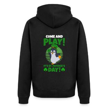 Cute Penguin Shamrocks Saint Patrick's Day Penguin - Unisex Premium Bio Zip Hoodie - Schwarz - Hinten - Nico (187cm)