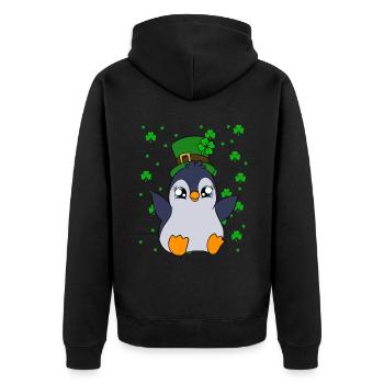 Cute Penguin Shamrocks Saint Patrick's Day Penguin - Unisex Premium Bio Zip Hoodie - Schwarz - Hinten - Nico (187cm)