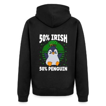 Cute Penguin Shamrocks Saint Patrick's Day Penguin - Unisex Premium Bio Zip Hoodie - Schwarz - Hinten - Nico (187cm)