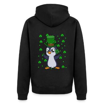 Cute Penguin Shamrocks Saint Patrick's Day Penguin - Unisex Premium Bio Zip Hoodie - Schwarz - Hinten - Nico (187cm)
