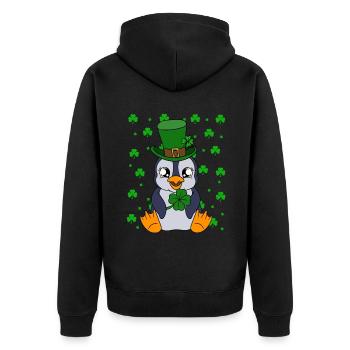Cute Penguin Shamrocks Saint Patrick's Day Penguin - Unisex Premium Bio Zip Hoodie - Schwarz - Hinten - Nico (187cm)