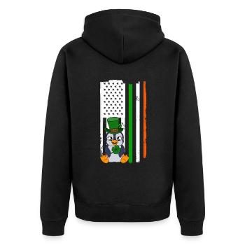 Cute Penguin Shamrocks Saint Patrick's Day Penguin - Unisex Premium Bio Zip Hoodie - Schwarz - Hinten - Nico (187cm)