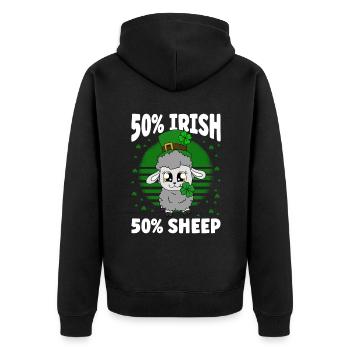 Moutons Trèfles Fête de la Saint-Patrick - Veste à capuche bio Premium Unisexe - noir - Dos - Nico (187cm)