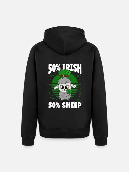 Sheep Shamrocks Saint Patrick's Day - Unisex Premium Organic Zip Hoodie - black