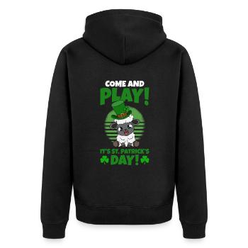 Moutons Trèfles Fête de la Saint-Patrick - Veste à capuche bio Premium Unisexe - noir - Dos - Nico (187cm)