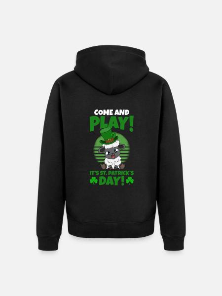 Sheep Shamrocks Saint Patrick's Day - Unisex Premium Organic Zip Hoodie - black