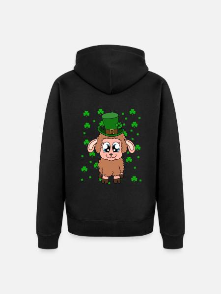 Sheep Shamrocks Saint Patrick's Day - Unisex Premium Organic Zip Hoodie - black