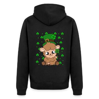 Moutons Trèfles Fête de la Saint-Patrick - Veste à capuche bio Premium Unisexe - noir - Dos - Nico (187cm)