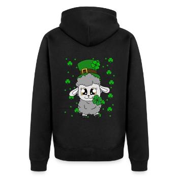 Moutons Trèfles Fête de la Saint-Patrick - Veste à capuche bio Premium Unisexe - noir - Dos - Nico (187cm)