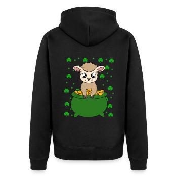Moutons Trèfles Fête de la Saint-Patrick - Veste à capuche bio Premium Unisexe - noir - Dos - Nico (187cm)