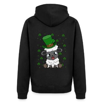 Moutons Trèfles Fête de la Saint-Patrick - Veste à capuche bio Premium Unisexe - noir - Dos - Nico (187cm)