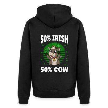 Cute cow shamrocks Saint Patrick's Day - Unisex Premium Organic Zip Hoodie - black - Back - Nico (187cm)