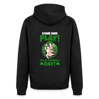 Cute cow shamrocks Saint Patrick's Day - Unisex Premium Organic Zip Hoodie - black - Back - Nico (187cm)
