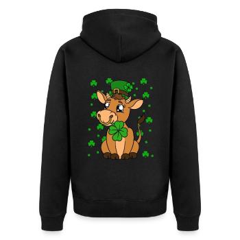 Cute cow shamrocks Saint Patrick's Day - Unisex Premium Organic Zip Hoodie - black - Back - Nico (187cm)