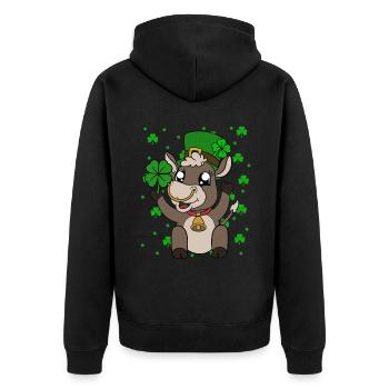 Cute cow shamrocks Saint Patrick's Day - Unisex Premium Organic Zip Hoodie - black - Back - Nico (187cm)
