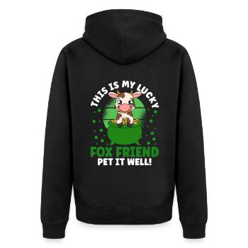 Mignon trèfle de vache Saint-Patrick - Veste à capuche bio Premium Unisexe - noir - Dos - Nico (187cm)