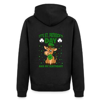 Cute cow shamrocks Saint Patrick's Day - Unisex Premium Organic Zip Hoodie - black - Back - Nico (187cm)