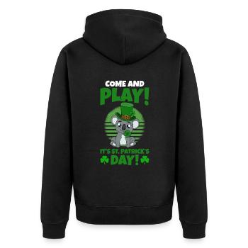 Koala mignon avec chapeau Saint Patrick - Veste à capuche bio Premium Unisexe - noir - Dos - Nico (187cm)