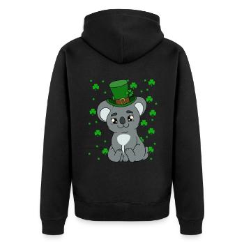 Mignon koala avec chapeau Saint-Patrick - Veste à capuche bio Premium Unisexe - noir - Dos - Nico (187cm)