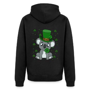 Koala mignon avec chapeau Saint Patrick - Veste à capuche bio Premium Unisexe - noir - Dos - Nico (187cm)