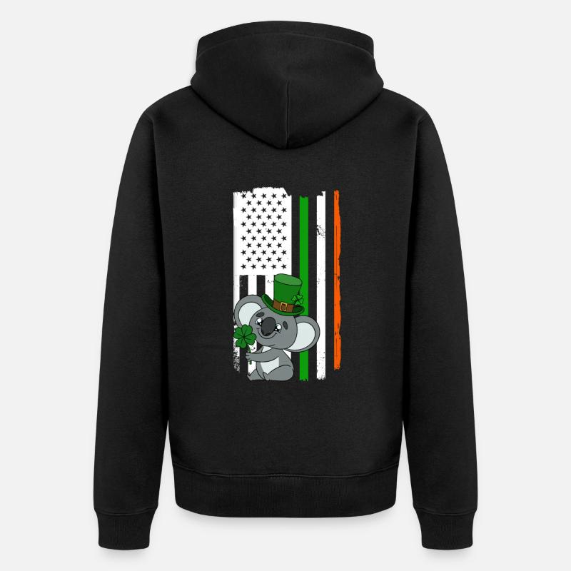 Mignon koala avec chapeau Saint-Patrick - Veste à capuche bio Premium Unisexe - noir