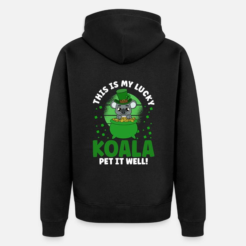 Mignon koala avec chapeau Saint-Patrick - Veste à capuche bio Premium Unisexe - noir