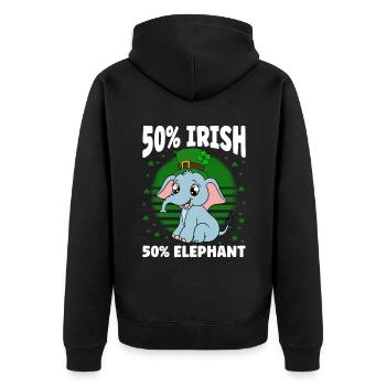 Niedlicher Elefant Kleeblätter St. Patrick's Day - Unisex Premium Bio Zip Hoodie - Schwarz - Hinten - Nico (187cm)