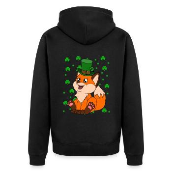 Mignon trèfle renard Saint-Patrick - Veste à capuche bio Premium Unisexe - noir - Dos - Nico (187cm)