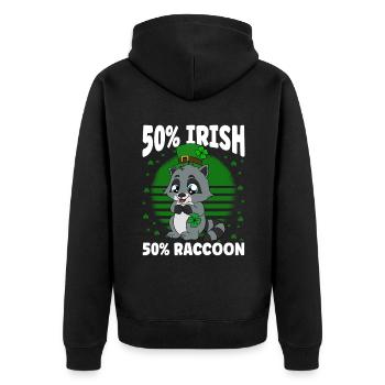 Waschbär Kleeblätter Saint Patrick's Day - Unisex Premium Bio Zip Hoodie - Schwarz - Hinten - Nico (187cm)