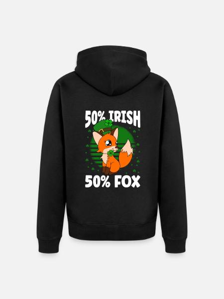 Mignon trèfle renard Saint-Patrick - Veste à capuche bio Premium Unisexe - noir