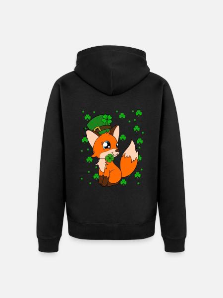 Mignon trèfle renard Saint-Patrick - Veste à capuche bio Premium Unisexe - noir