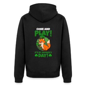 Mignon trèfle renard Saint-Patrick - Veste à capuche bio Premium Unisexe - noir - Dos - Nico (187cm)