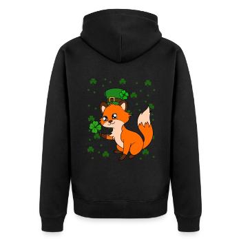 Mignon trèfle renard Saint-Patrick - Veste à capuche bio Premium Unisexe - noir - Dos - Nico (187cm)