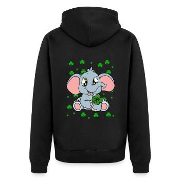 Mignons trèfles d’éléphants Fête de la Saint-Patrick - Veste à capuche bio Premium Unisexe - noir - Dos - Nico (187cm)