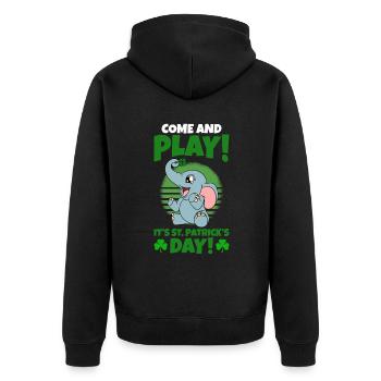 Niedlicher Elefant Kleeblätter St. Patrick's Day - Unisex Premium Bio Zip Hoodie - Schwarz - Hinten - Nico (187cm)