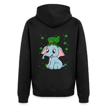 Mignons trèfles d’éléphants Fête de la Saint-Patrick - Veste à capuche bio Premium Unisexe - noir - Dos - Nico (187cm)