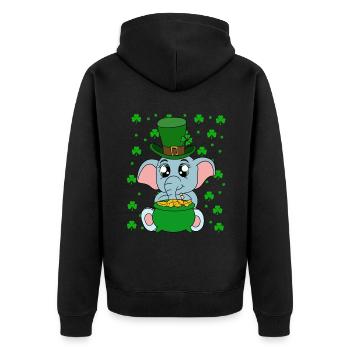 Mignons trèfles d’éléphants Fête de la Saint-Patrick - Veste à capuche bio Premium Unisexe - noir - Dos - Nico (187cm)