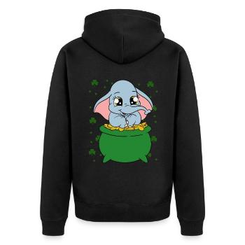 Mignons trèfles d’éléphants Fête de la Saint-Patrick - Veste à capuche bio Premium Unisexe - noir - Dos - Nico (187cm)