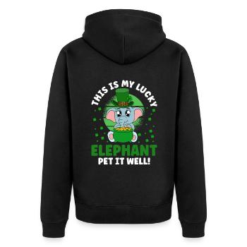 Mignons trèfles d’éléphants Fête de la Saint-Patrick - Veste à capuche bio Premium Unisexe - noir - Dos - Nico (187cm)