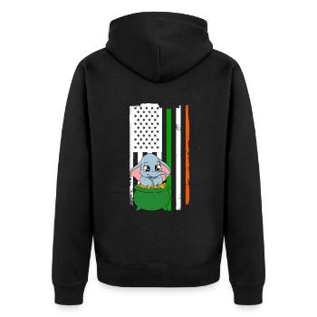 Niedlicher Elefant Kleeblätter St. Patrick's Day - Unisex Premium Bio Zip Hoodie - Schwarz - Hinten - Nico (187cm)