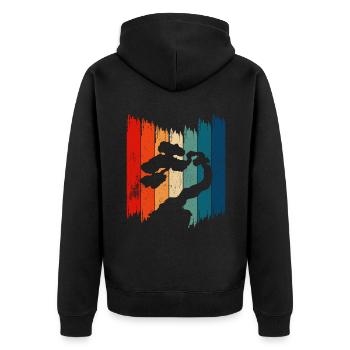 Vintage Bonsai Retro Bonsai Baum - Unisex Premium Bio Zip Hoodie - Schwarz - Hinten - Nico (187cm)
