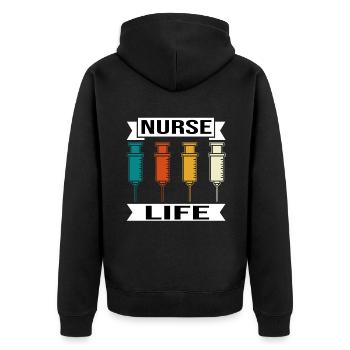 Vie infirmière - Veste à capuche bio Premium Unisexe - noir - Dos - Nico (187cm)